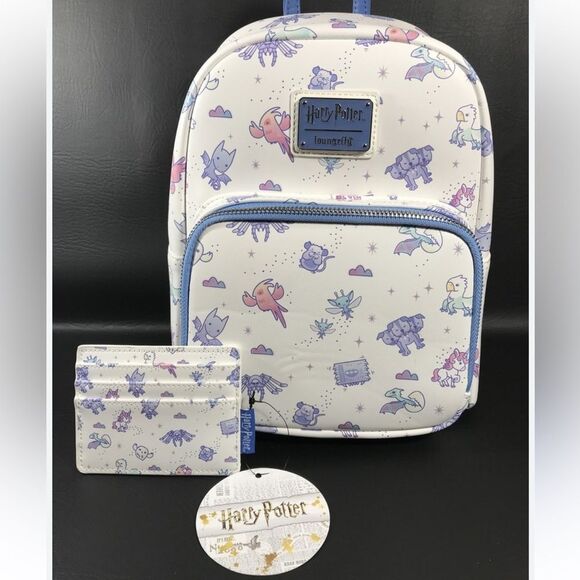 NWT Loungefly Harry Potter Chibi Magical Creatures Mini Backpack & Cardholder - Picture 1 of 10